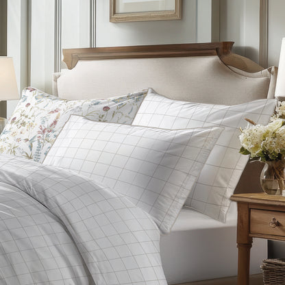 Duvet cover + pillowcase(s) cotton satin - Caroline White / Taupe