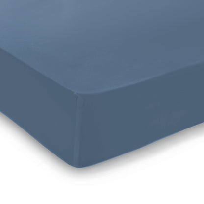 Fitted sheet cotton satin - Uni Blue