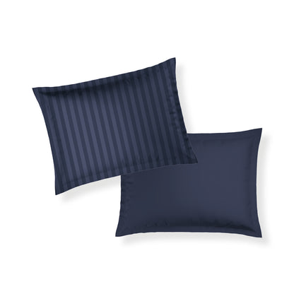 Pillowcase(s) cotton satin dobby stripe woven -  Dark blue