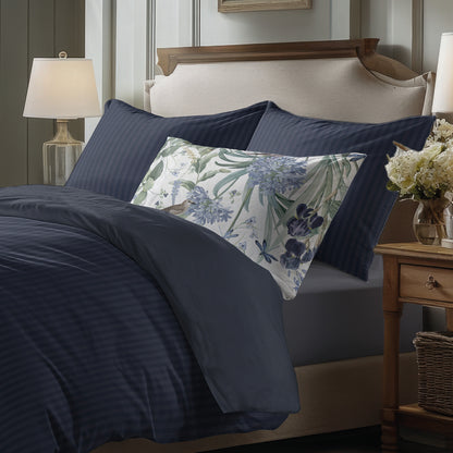 Sheet set cotton satin dobby stripe woven -  Dark blue