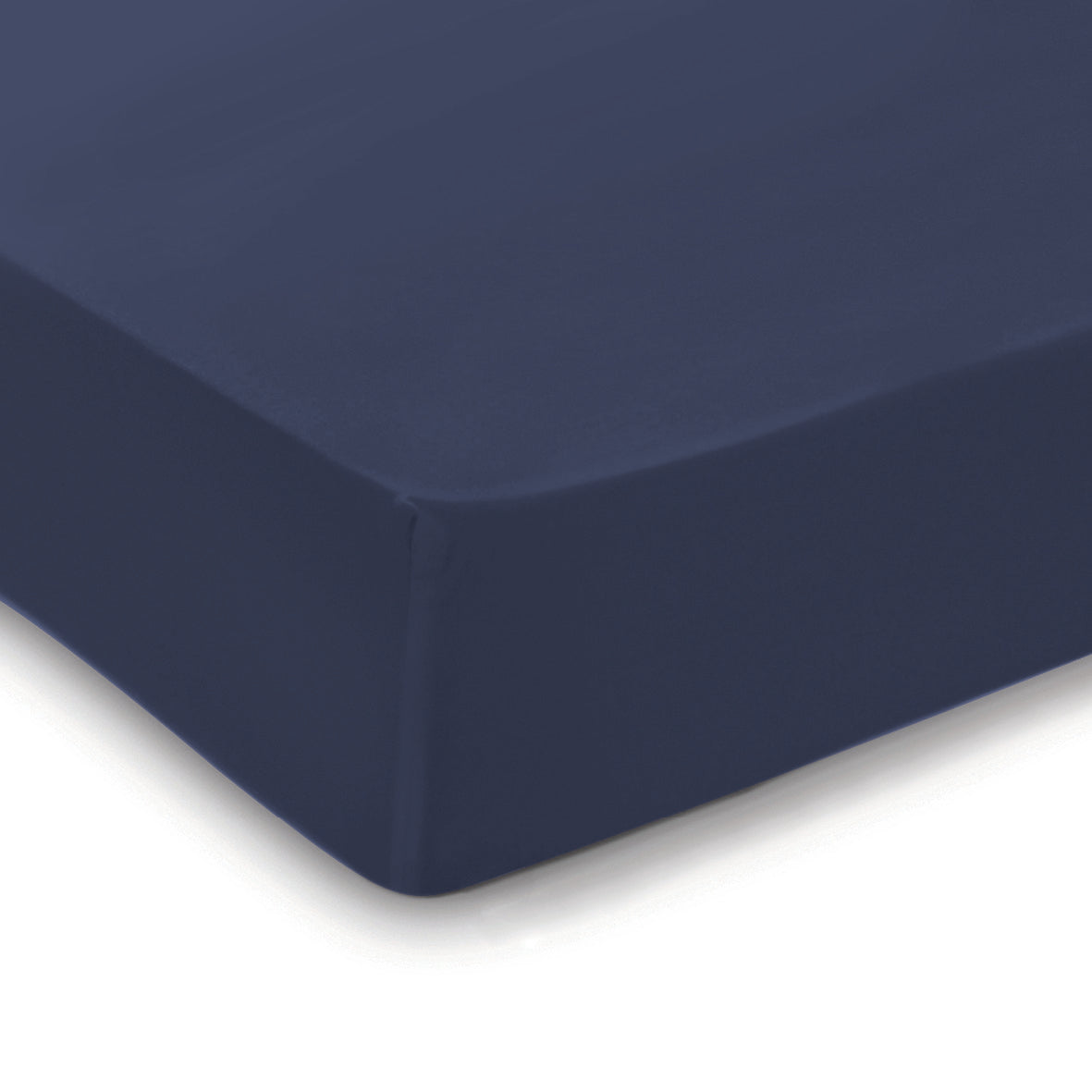Fitted sheet cotton satin - Uni Dark blue