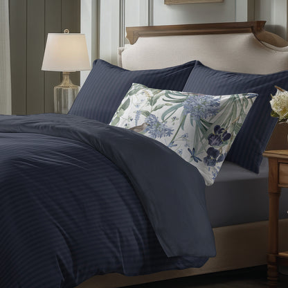 Fitted sheet cotton satin - Uni Dark blue