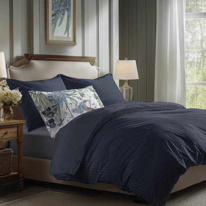 Fitted sheet cotton satin - Uni Dark blue