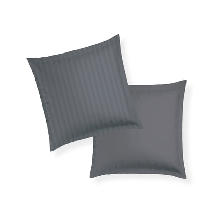 Pillowcase(s) cotton satin dobby stripe woven - Dark grey
