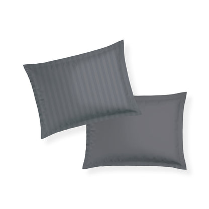 Pillowcase(s) cotton satin dobby stripe woven - Dark grey