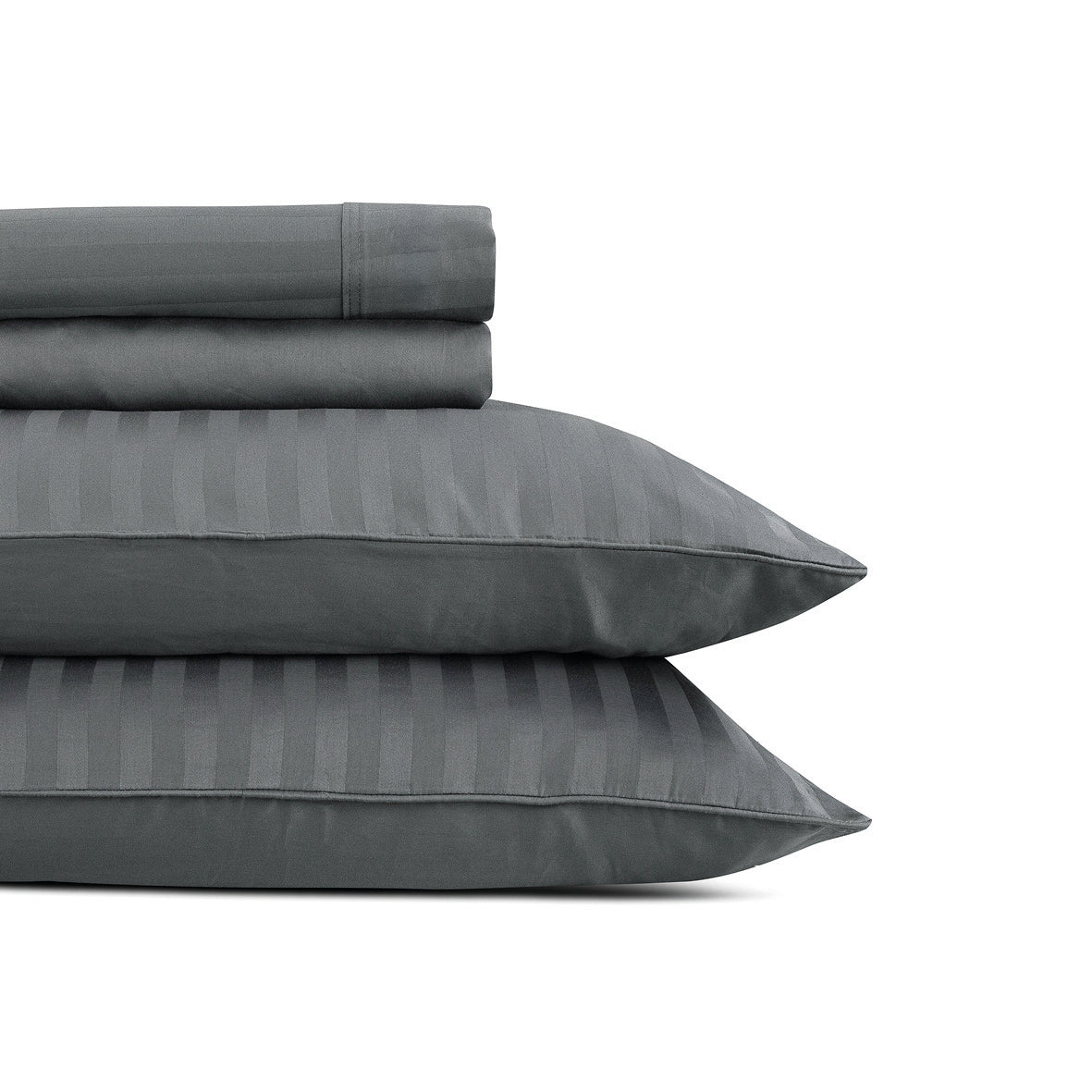 Sheet set cotton satin dobby stripe woven - Dark grey