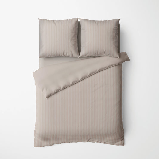 Pillowcase(s) cotton satin dobby stripe woven - Taupe
