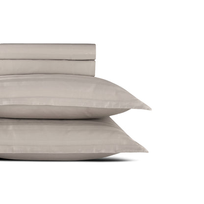 Sheet set cotton satin dobby stripe woven - Taupe