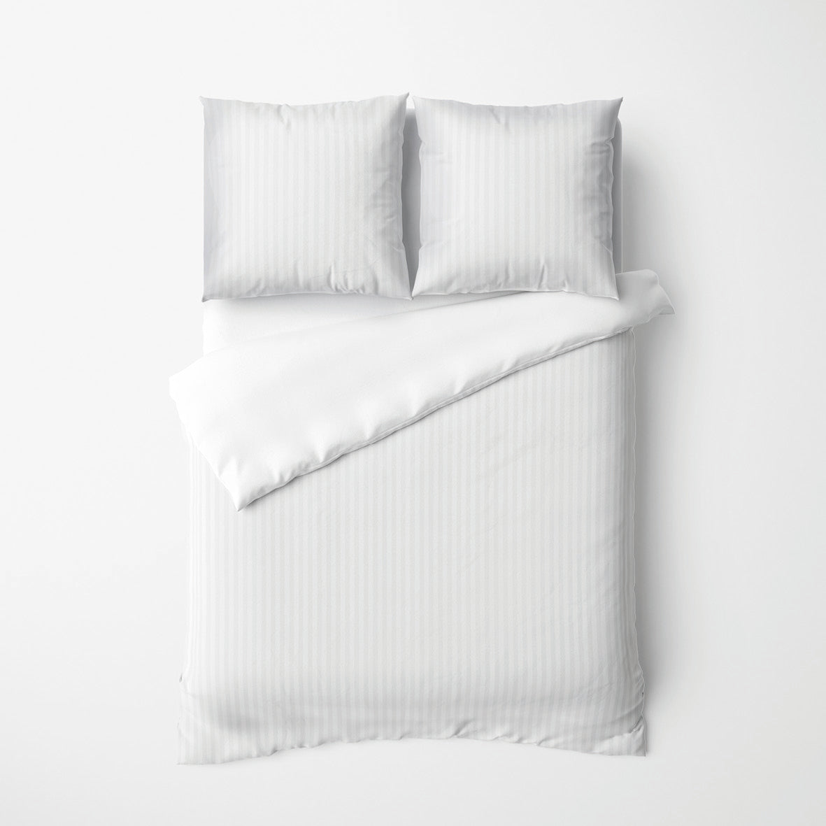 Duvet cover + pillowcase(s) cotton satin dobby stripe woven -  White