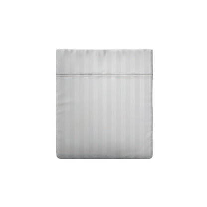 Flat sheet cotton satin dobby stripe woven -  White