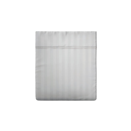 Flat sheet cotton satin dobby stripe woven -  White