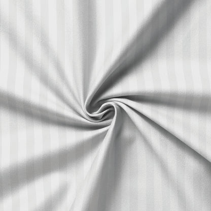 Flat sheet cotton satin dobby stripe woven -  White