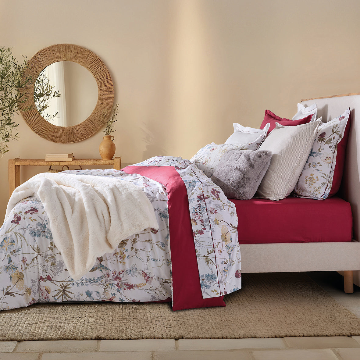 Duvet cover + pillowcase(s) cotton satin - Aile mélodique White