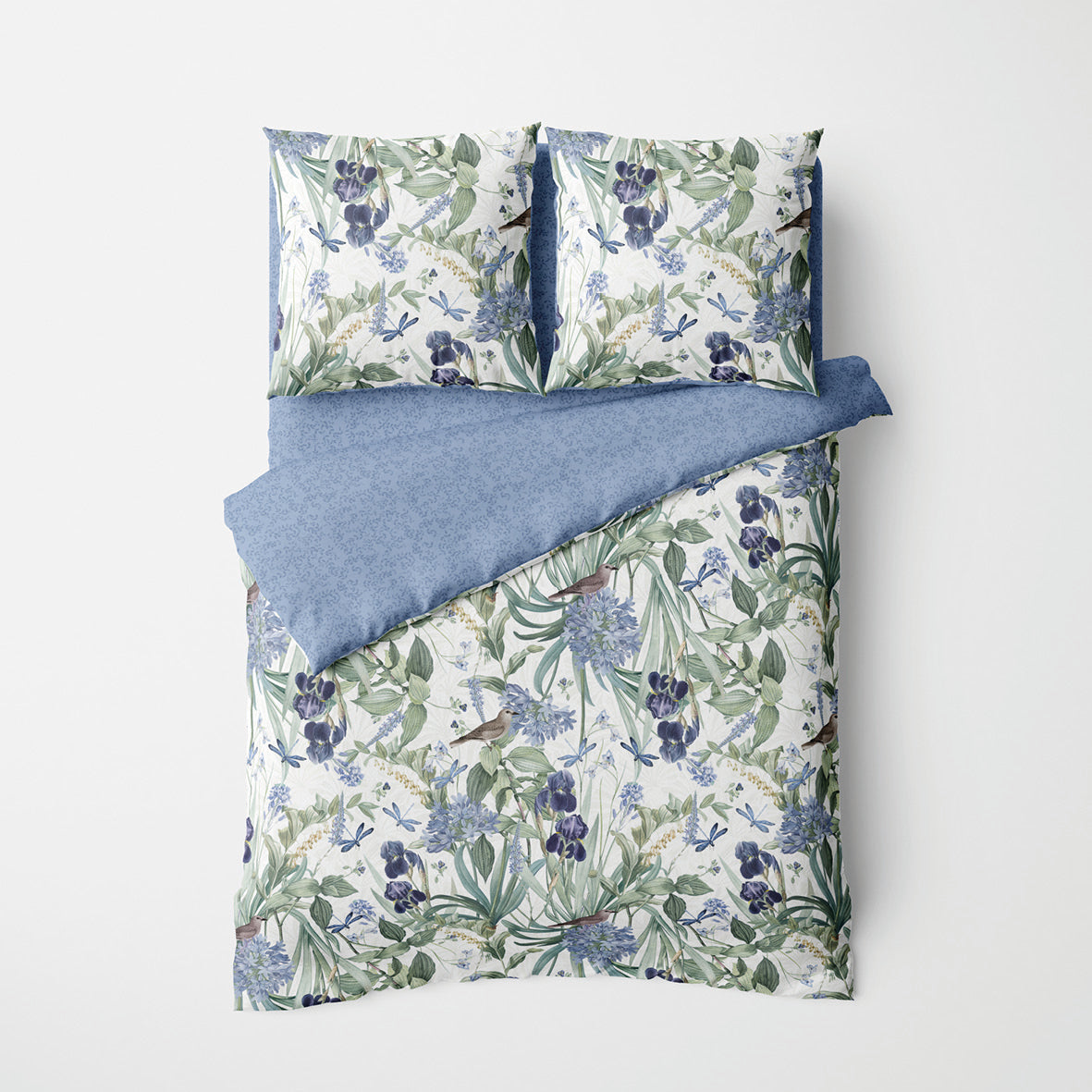 Duvet cover + pillowcase(s) cotton satin - Jardin du paradis White