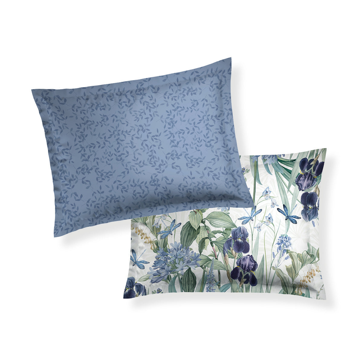 Taie d'oreiller satin de coton - Frêne à fleurs Bleu