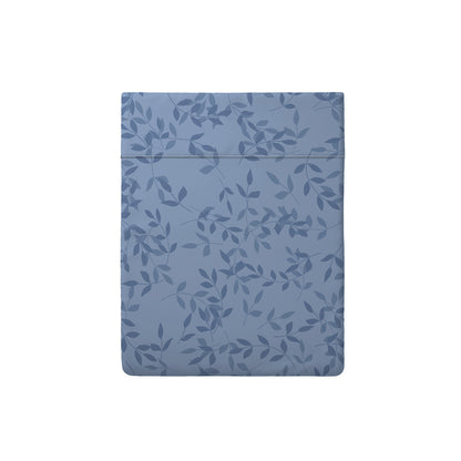 Flat sheet cotton satin - Frêne à fleurs Blue