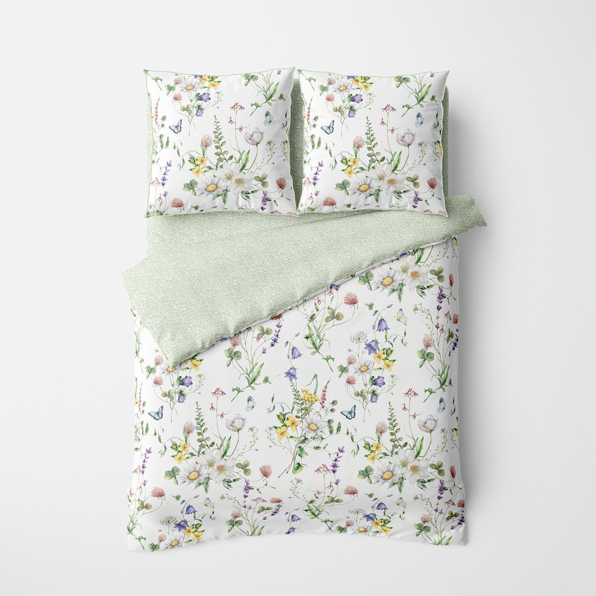 Duvet cover + pillowcase(s) cotton satin - Splendeur du printemps White