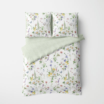Duvet cover + pillowcase(s) cotton satin - Splendeur du printemps White