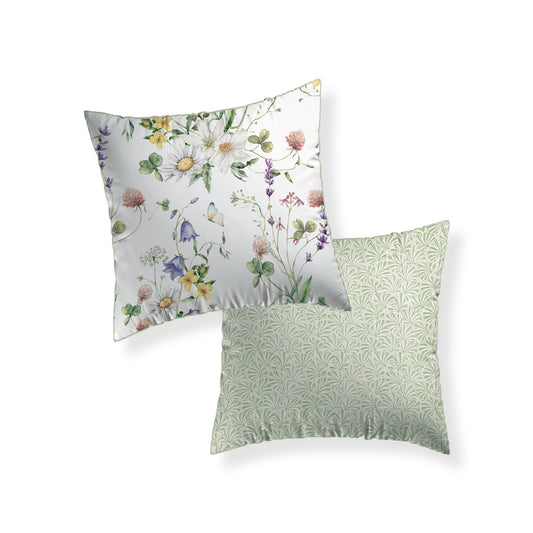 Taie d'oreiller satin de coton - Splendeur du printemps Blanc