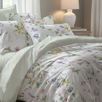 Sheet set cotton satin - Splendeur du printemps White