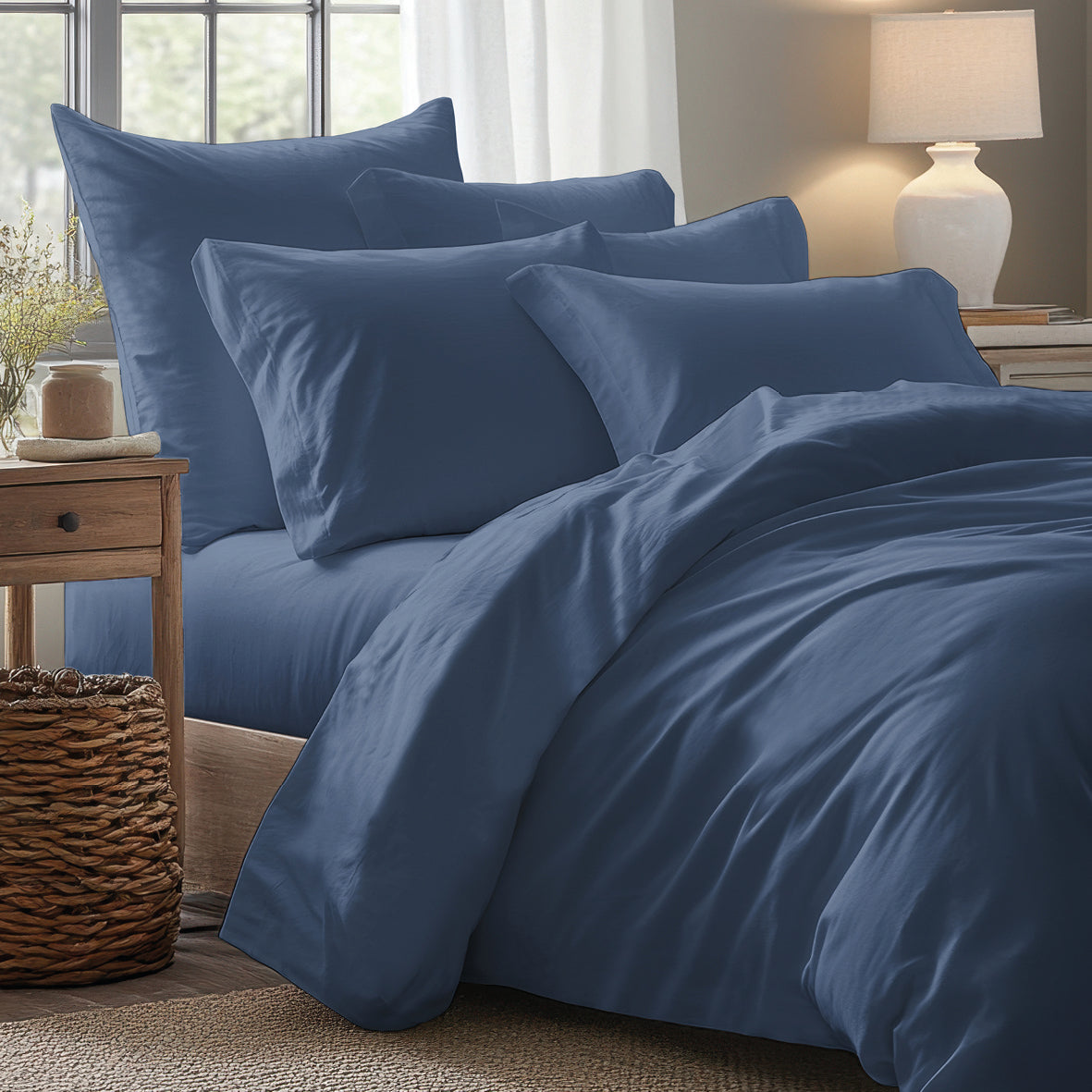 Fitted sheet cotton satin - Uni Blue 06