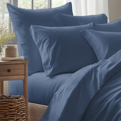 Fitted sheet cotton satin - Uni Blue 06