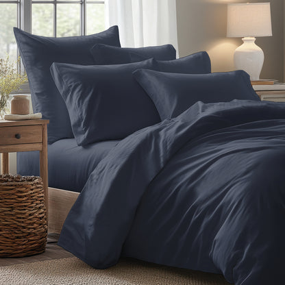 Fitted sheet cotton satin - Uni Blue 11