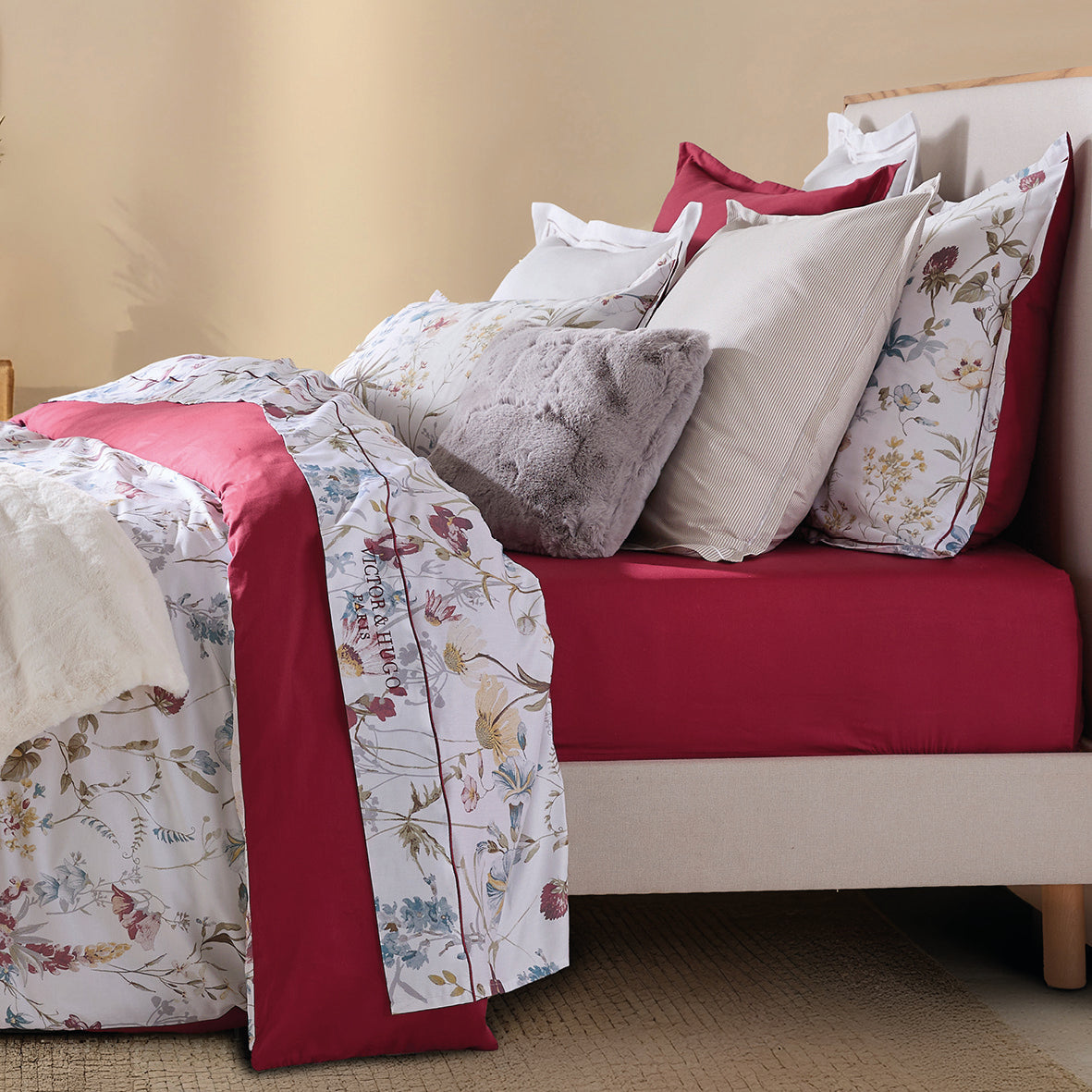 Fitted sheet cotton satin - Uni Burgundy 01