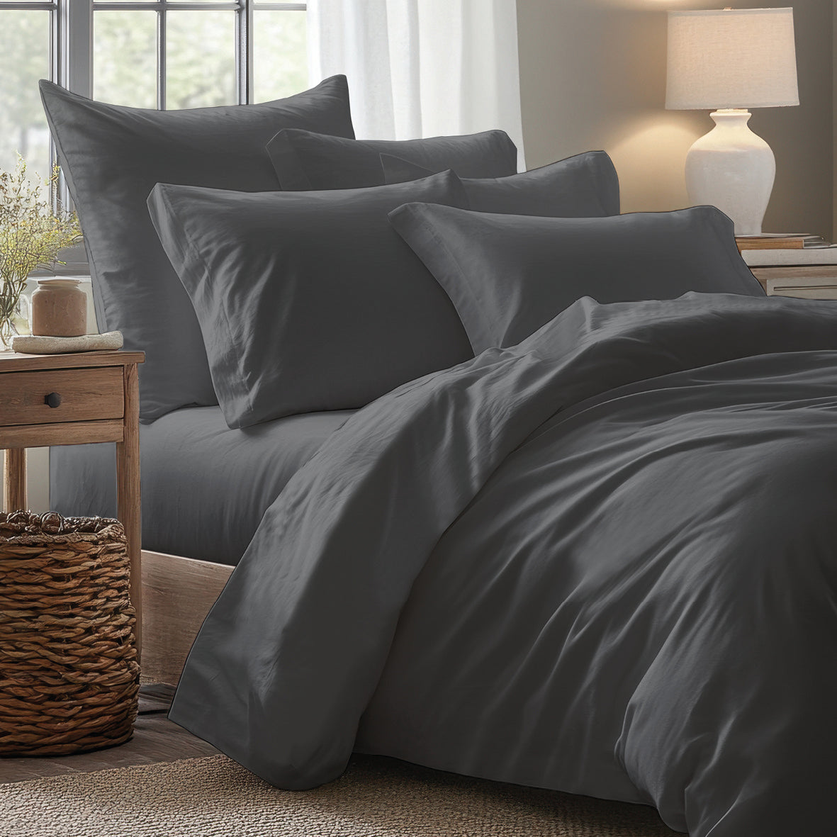 Fitted sheet cotton satin - Uni Grey 03