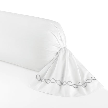 Pillowcase cotton satin - Douceur royale Grey / White 43 x 210 cm