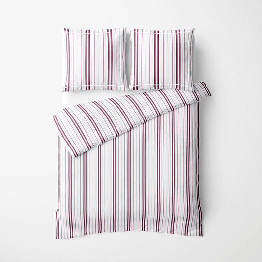 Duvet cover + pillowcase cotton satin - Lucia Purple / White