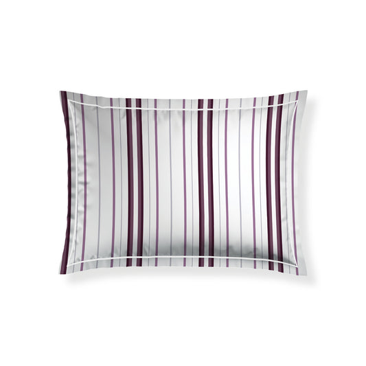 Taie d'oreiller satin de coton - Lucia Mauve / Blanc