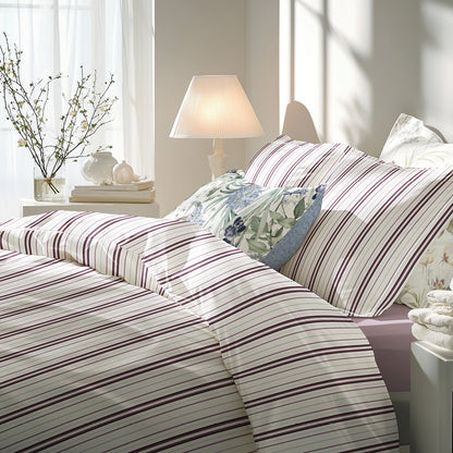 Taie d'oreiller satin de coton - Lucia Mauve / Blanc