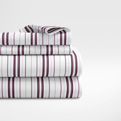 Sheet set cotton satin - Lucia Purple / White