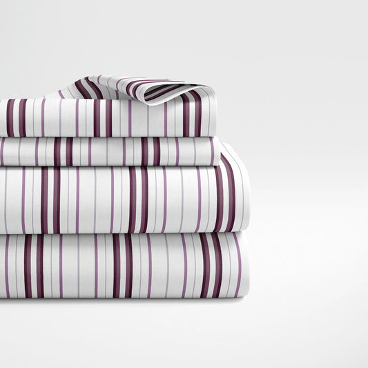 Sheet set cotton satin - Lucia Purple / White