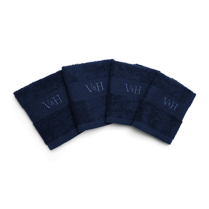 Guest towel combed cotton - Nuage - 4 x (30 x 30 cm) Navy blue