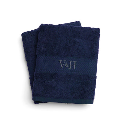 Hand towel combed cotton - Nuage - 2 x (50 x 100 cm) Navy blue
