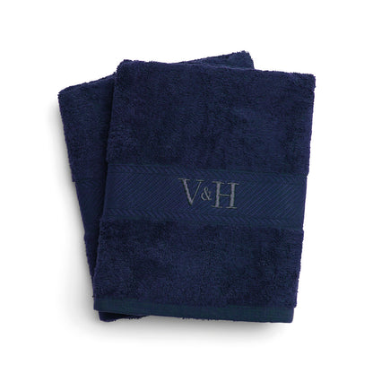 Bath towel combed cotton - Nuage - 2 x (70 x 140 cm) Navy blue