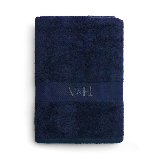 Bath towel combed cotton - Nuage - 100 x 150 cm Navy blue