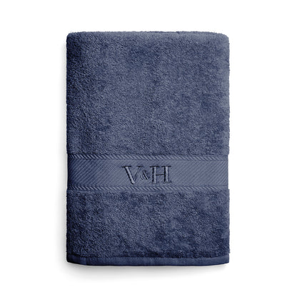 Bath towel combed cotton - Nuage - 100 x 150 cm Blue grey