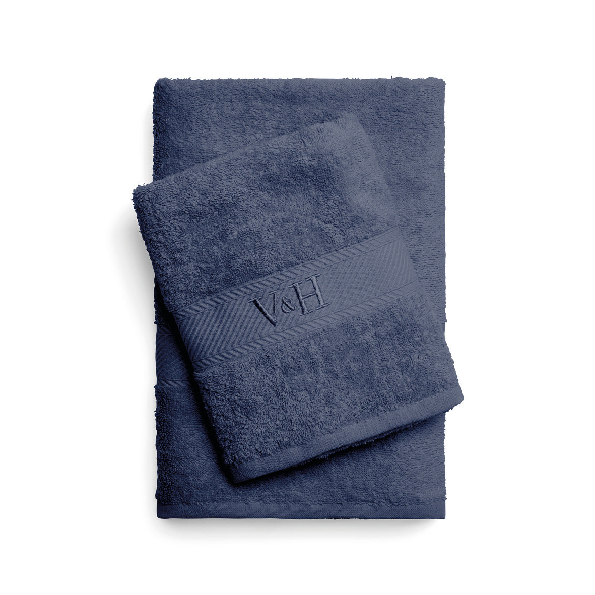 Hand towel + bath towel combed cotton - Nuage - 50 x 100 cm + 70 x 140 cm Blue grey