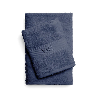 Hand towel + bath towel combed cotton - Nuage - 50 x 100 cm + 70 x 140 cm Blue grey