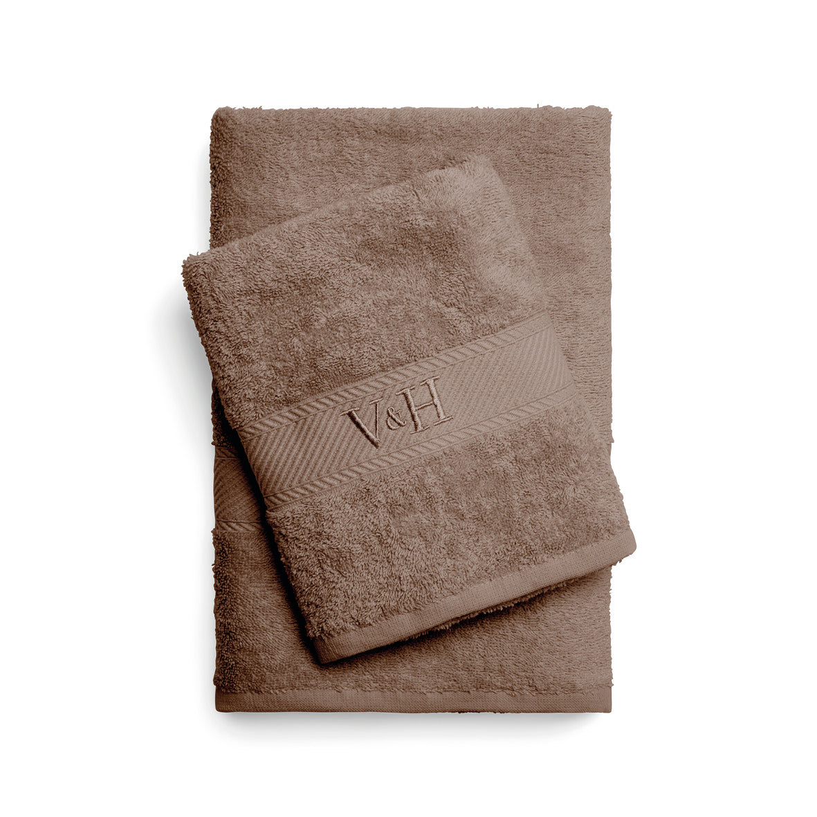 Hand towel + bath towel combed cotton - Nuage - 50 x 100 cm + 70 x 140 cm Brown