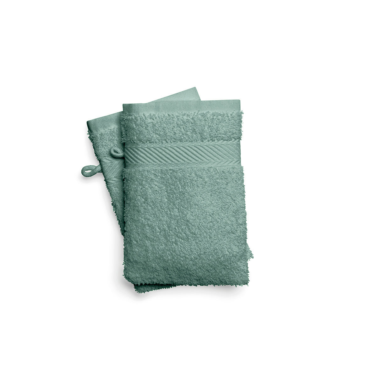 Washcloth combed cotton - Nuage - 2 x (15 x 21 cm) Bottle green