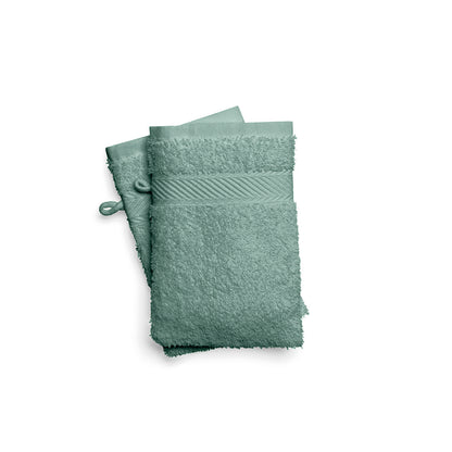 Washcloth combed cotton - Nuage - 2 x (15 x 21 cm) Bottle green