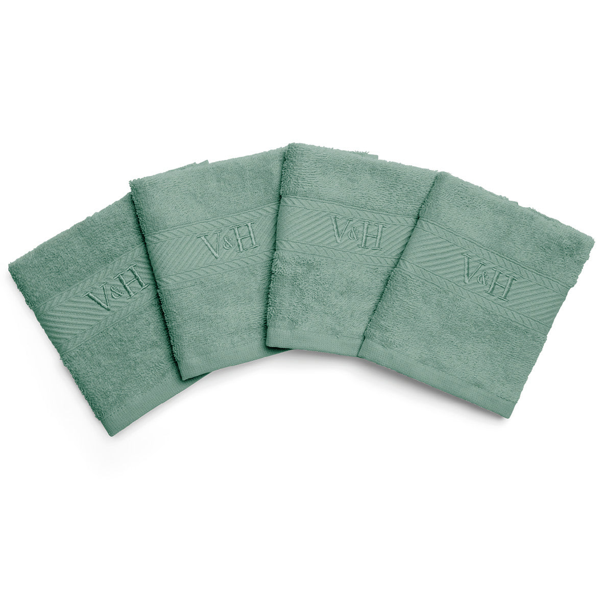 Guest towel combed cotton - Nuage - 4 x (30 x 30 cm) Bottle green