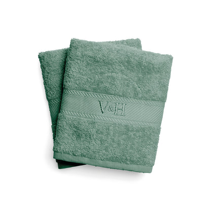 Hand towel combed cotton - Nuage - 2 x (50 x 100 cm) Bottle green