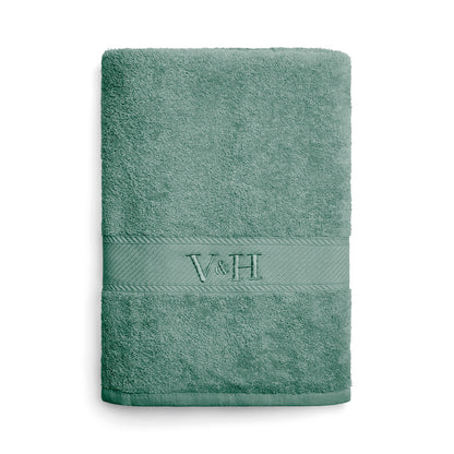 Bath towel combed cotton - Nuage - 100 x 150 cm Bottle green