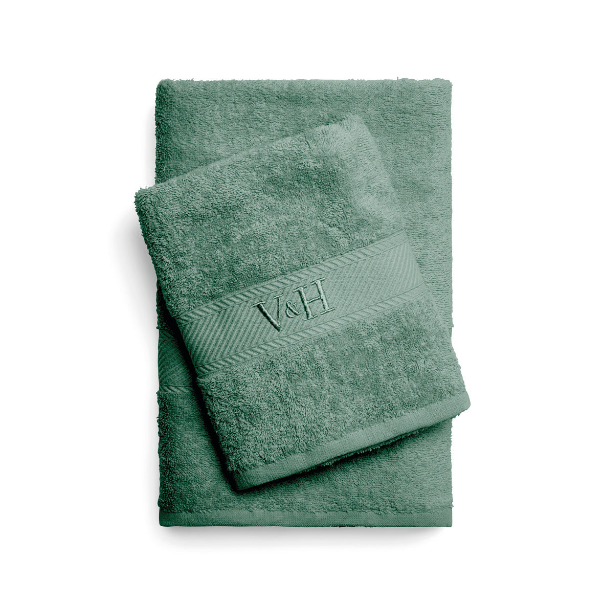 Hand towel + bath towel combed cotton - Nuage - 50 x 100 cm + 70 x 140 cm Bottle green