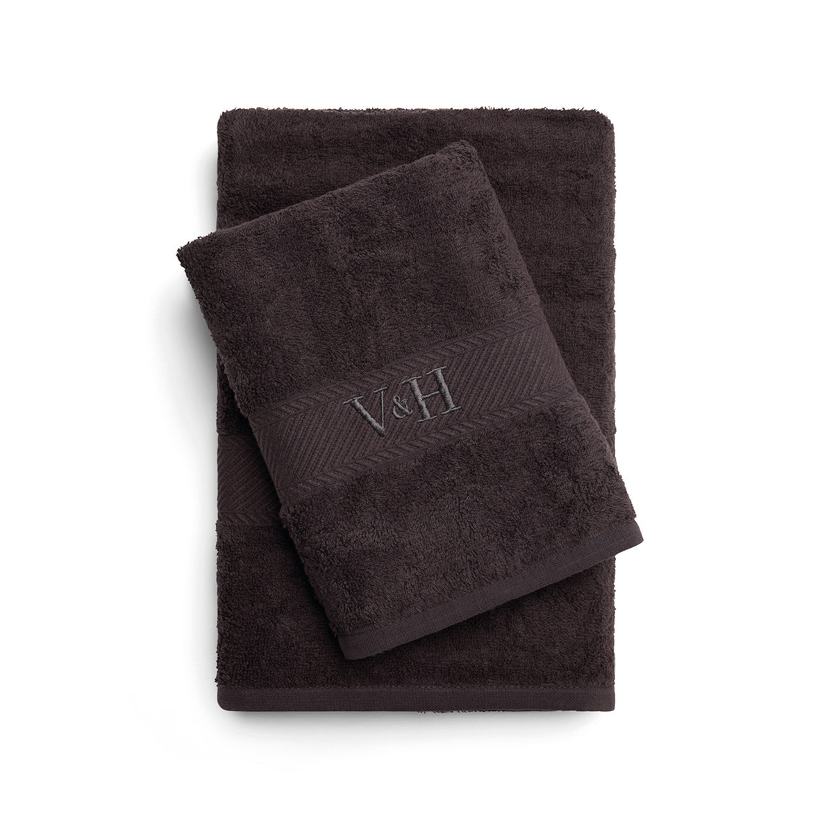 Hand towel + bath towel combed cotton - Nuage - 50 x 100 cm + 70 x 140 cm Dark grey